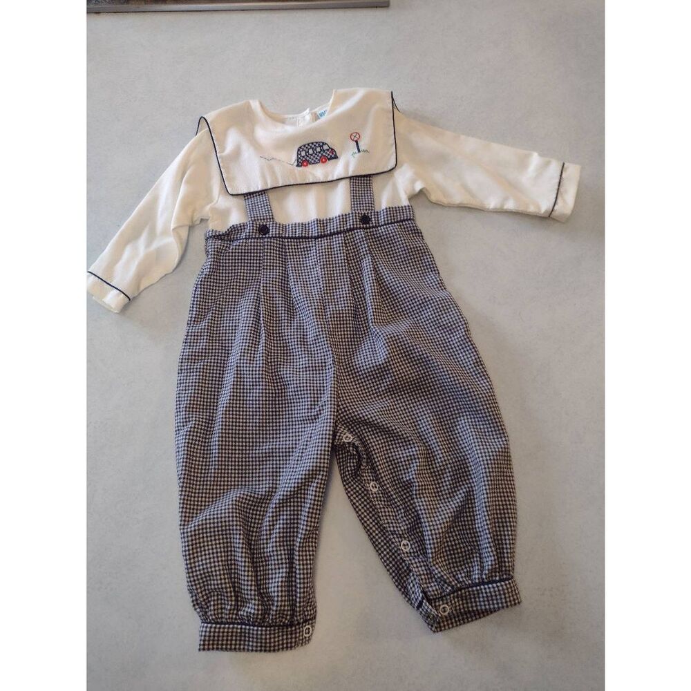 Vintage Carters Coverall Overalls 24 Months Gingham Print Snaps